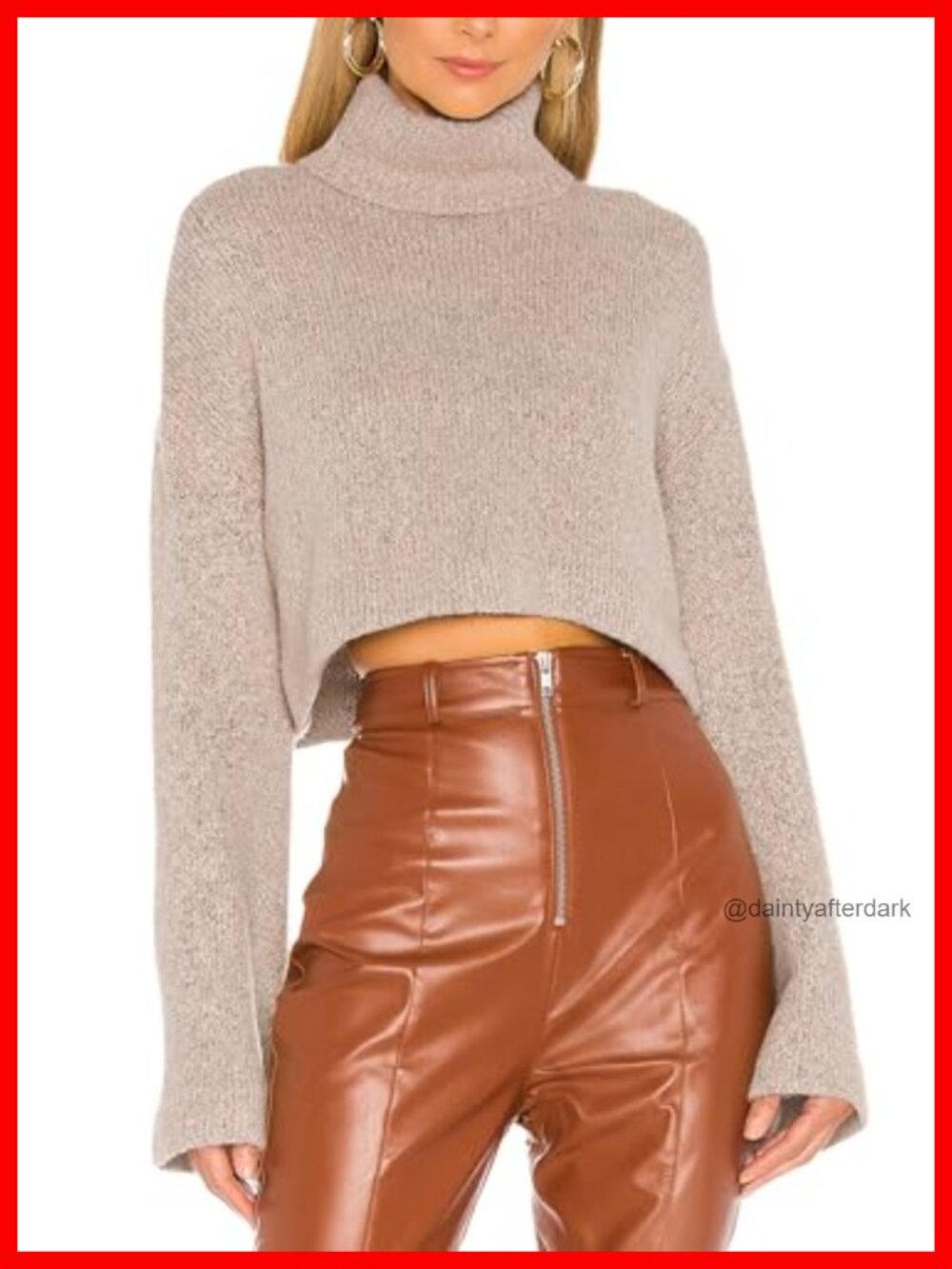 Cropped Turtleneck Sweater Long Sleeve Pullover Top